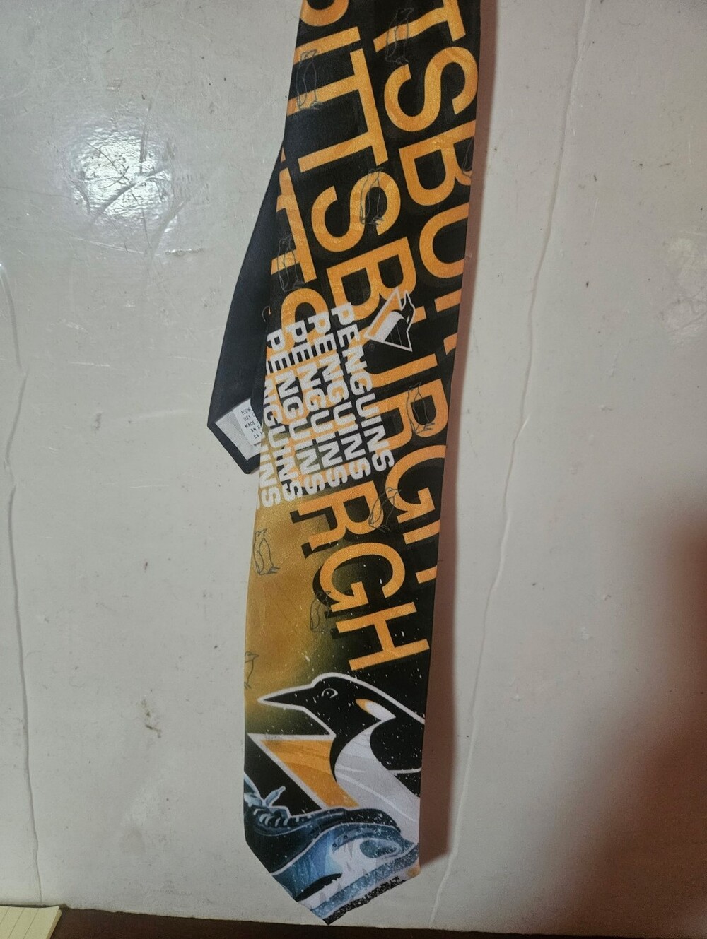 Penguins Bird-Themed Neck Tie in Black and Gold Pittsburg Pengins